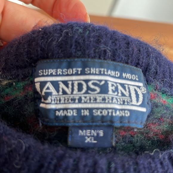 Vintage Land’s End Shetland Wool Multicoloured Sweater Men’s XL-fits like sm/md* - Picture 2 of 9